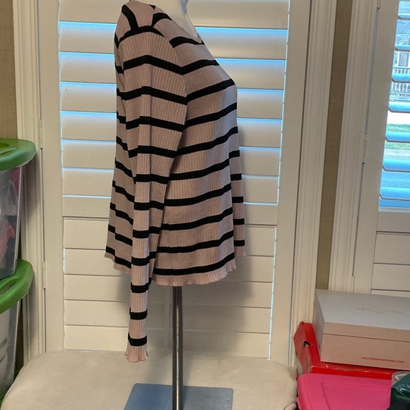 Forever 21 Pink and Black Striped Long Sleeve Top - Picture 2 of 6